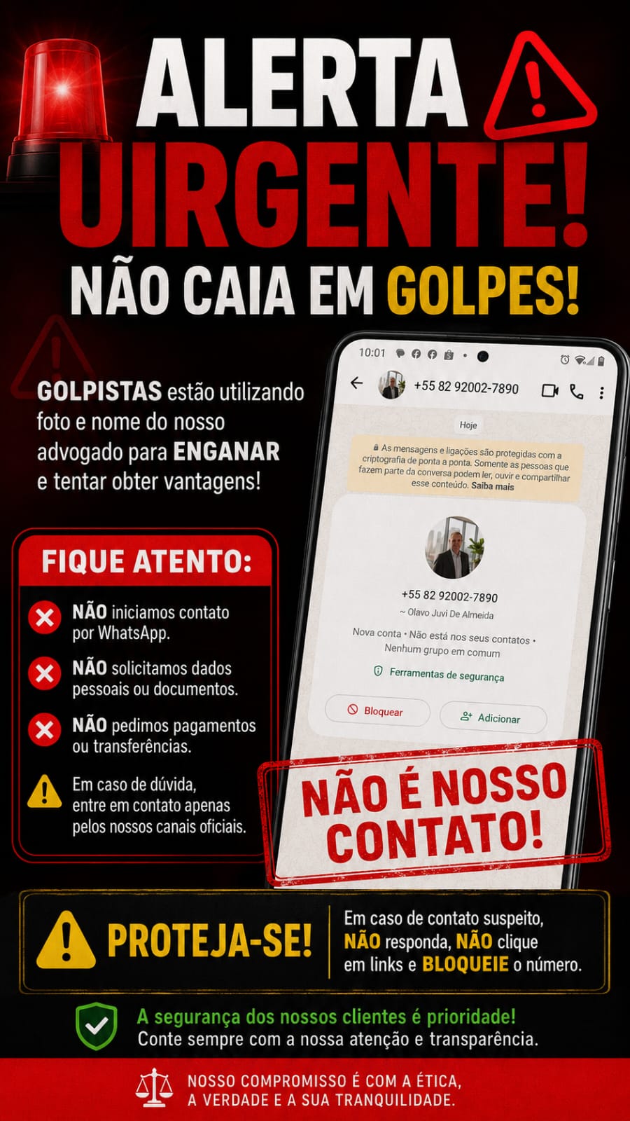 Alerta urgente: não caia em golpes