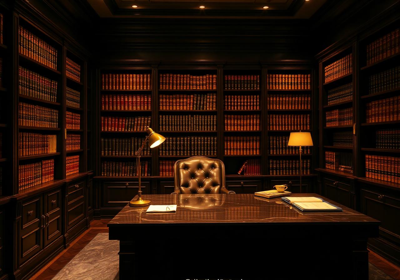 Biblioteca jurídica com gabinete principal